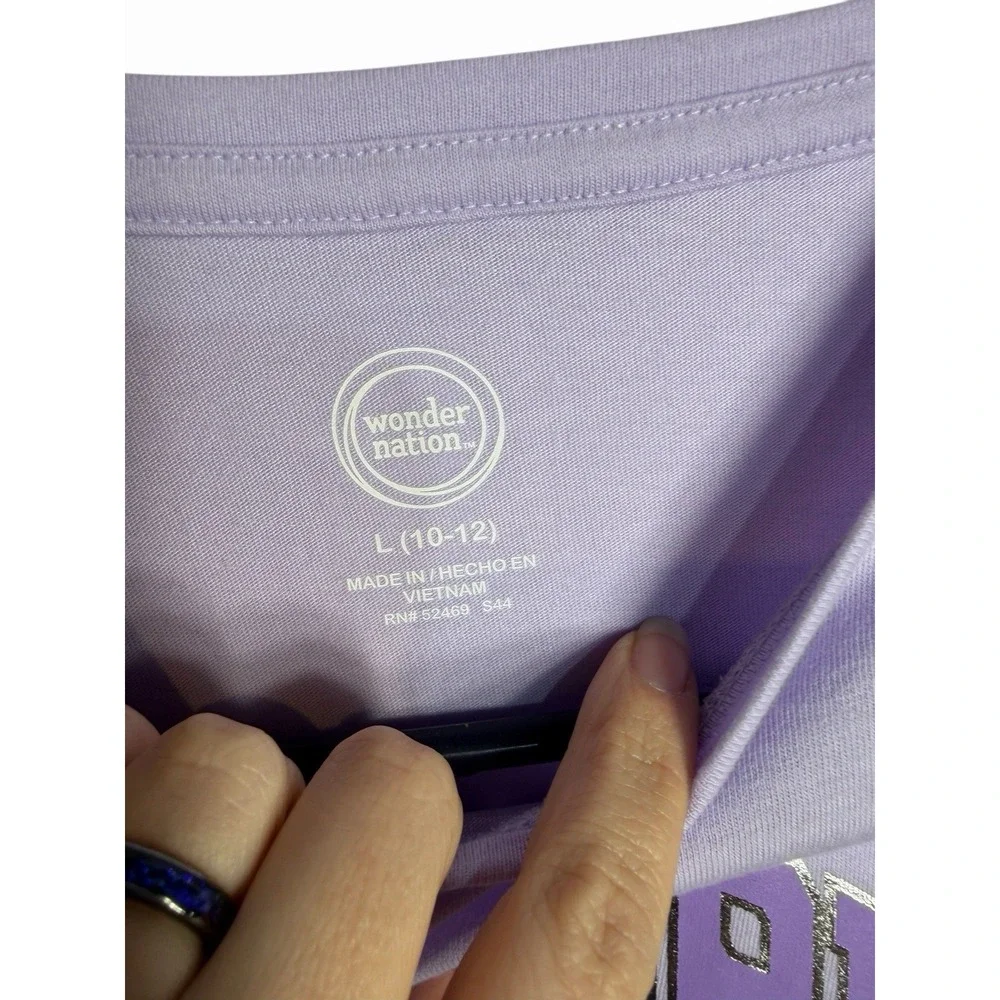 wonder nation girls long sleeve purple unicorn shirt size large 10‎ 12